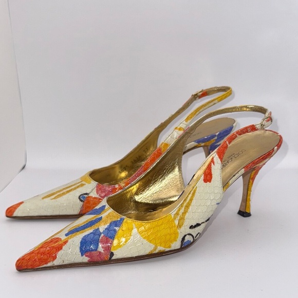 Dolce & Gabbana Snakeskin Multi Colored Slingback Heels - size 37 - Picture 1 of 11